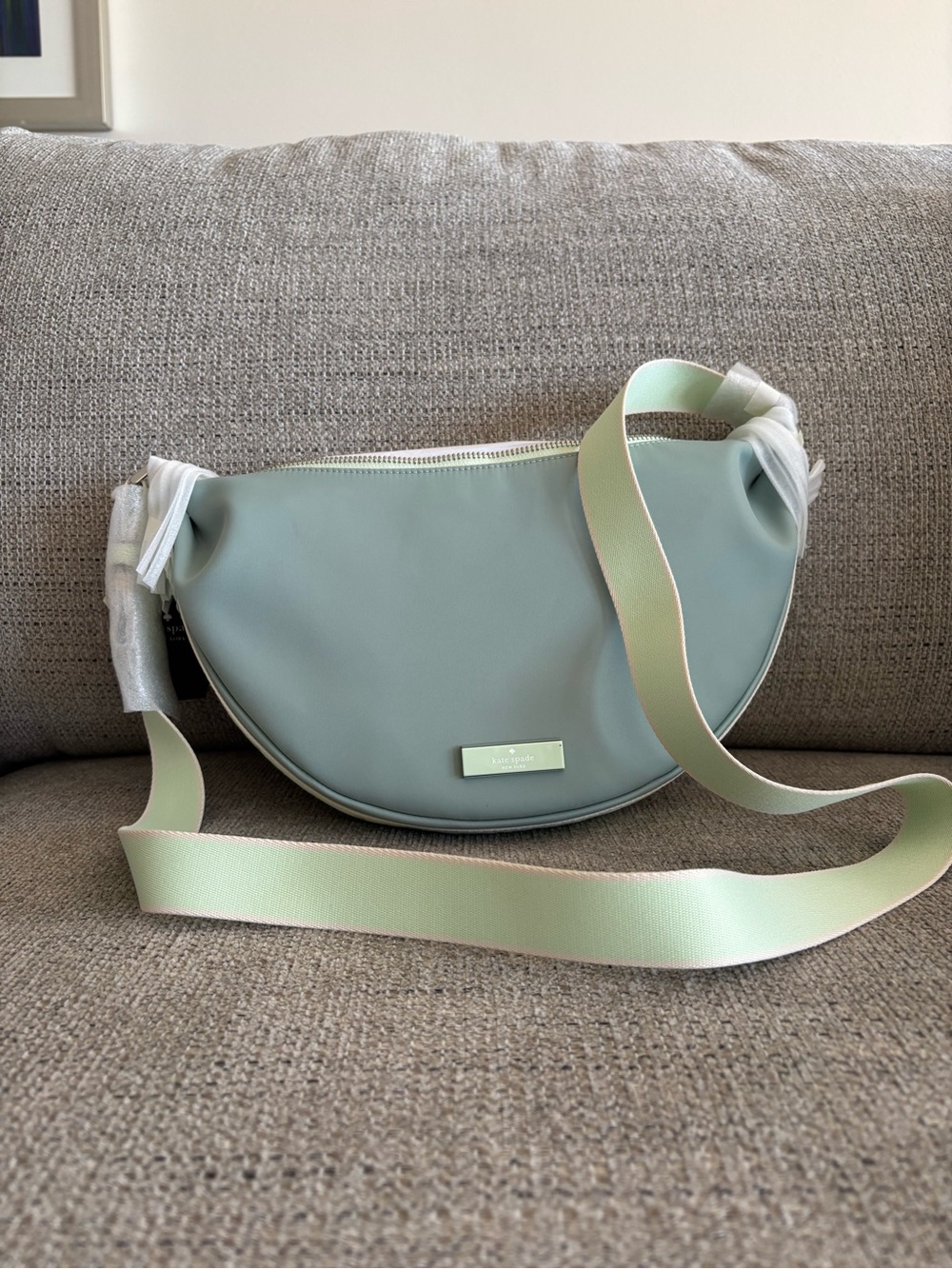 kate spade pastel mint crescent crossbody bag